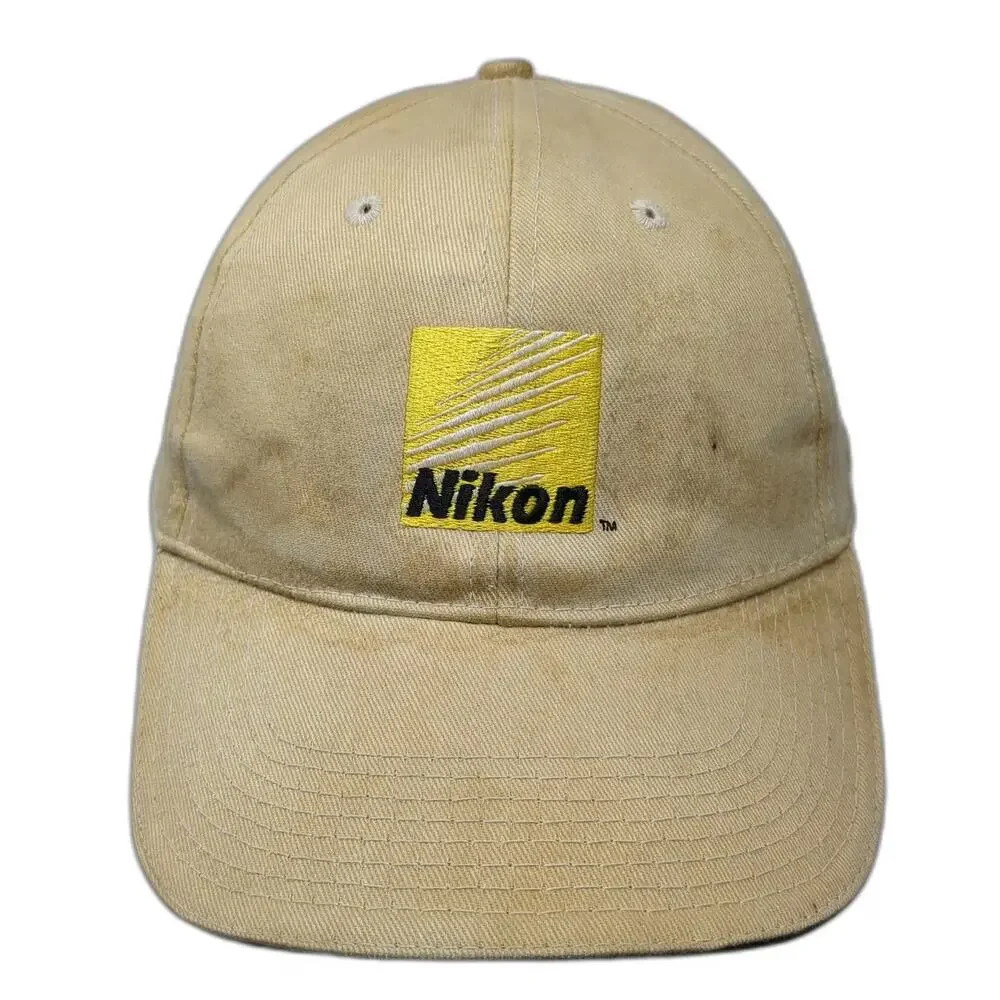 Nikon Baseball Cap Beige One Size Slideback Embroidered Logo Sport Optics Hat